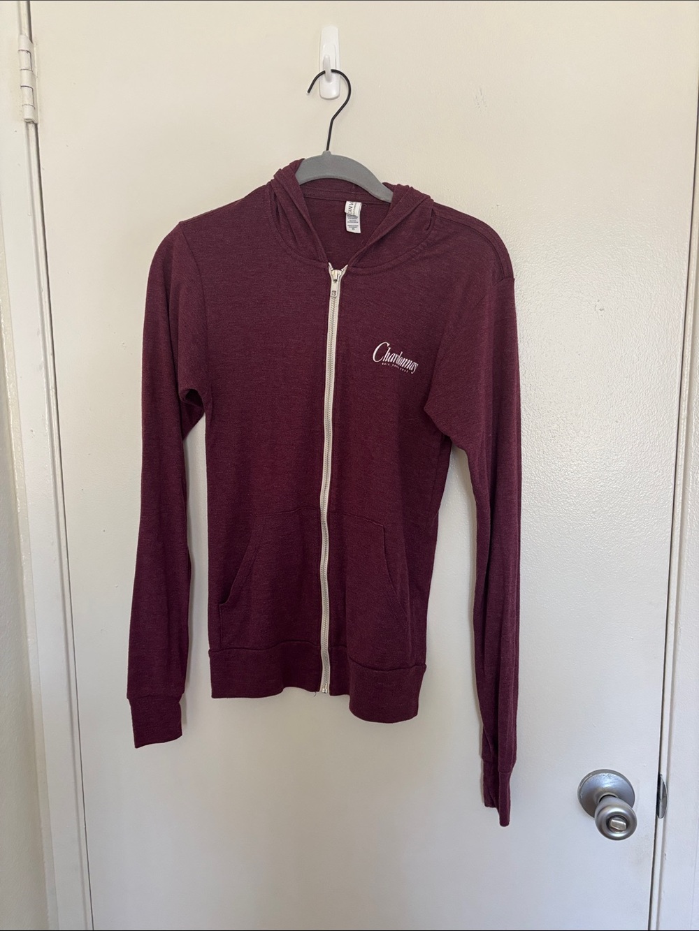 Bella Canvas Maroon Full-Zip Hoodie with Cream Zipper